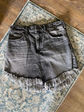 We The Free Dark Denim Shredded Frayed Mini Skirt Festival Size 28